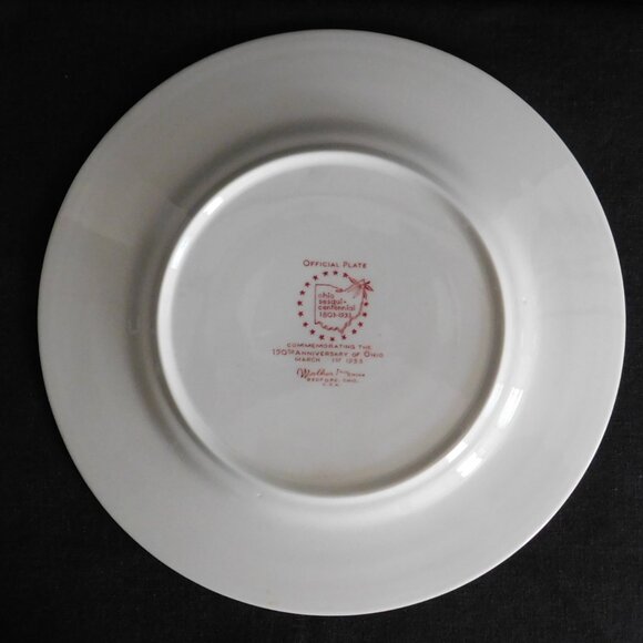 Vintage 10.5" State Commemorative Plate Ohio Sesquicentennial 1953 Walker China - Picture 2 of 6